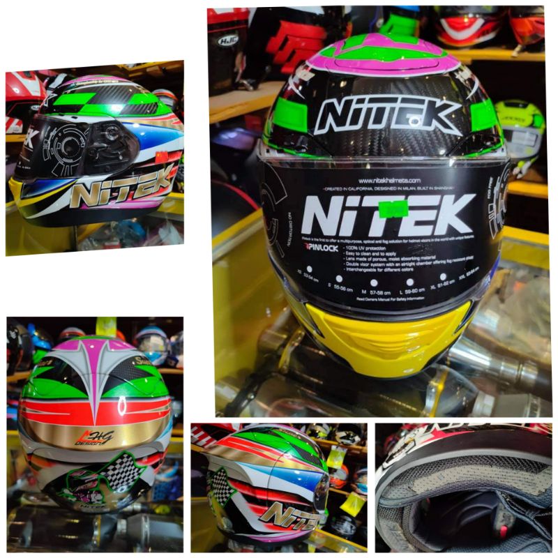 NITEK full carbon helmet with semi defect (Pink with yellow) Shopee