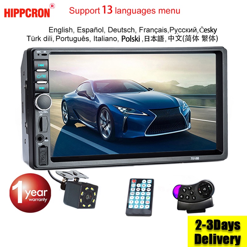 Car Stereo 12V 2 Din Touch Screen with Bluetooth Frame Remote Control