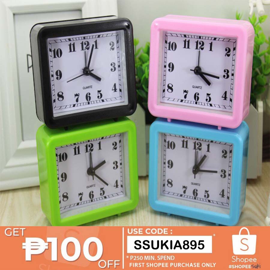 Quartz Analog Alarm Clock Small Square Portable Alarm Clock 8015 COD