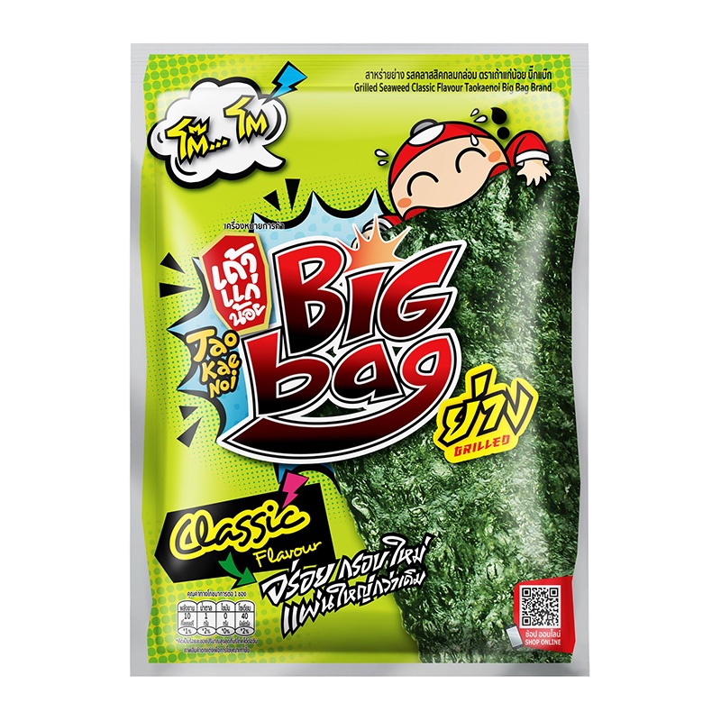 Taokaenoi Big Bag Japanese Style Grilled Seaweed Classic 3g X 12 Pcs