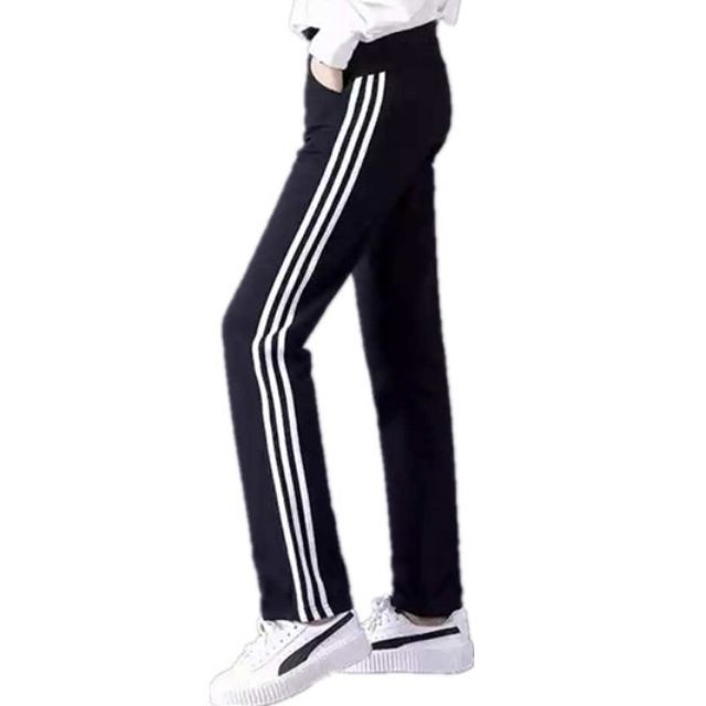 black white line pant