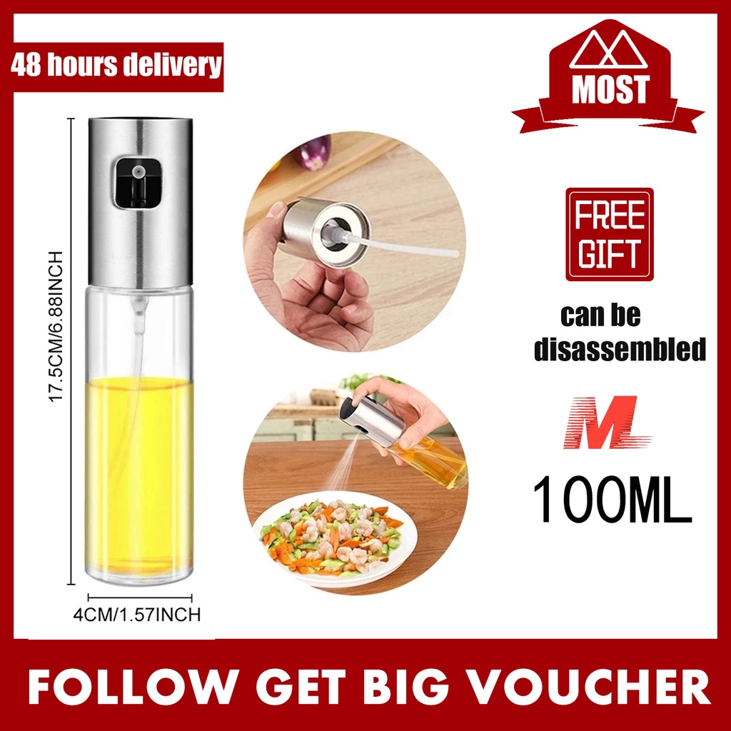Oil Sprayer 100ml Stainless Steel Refillable Olive Oil Sprayer Spray