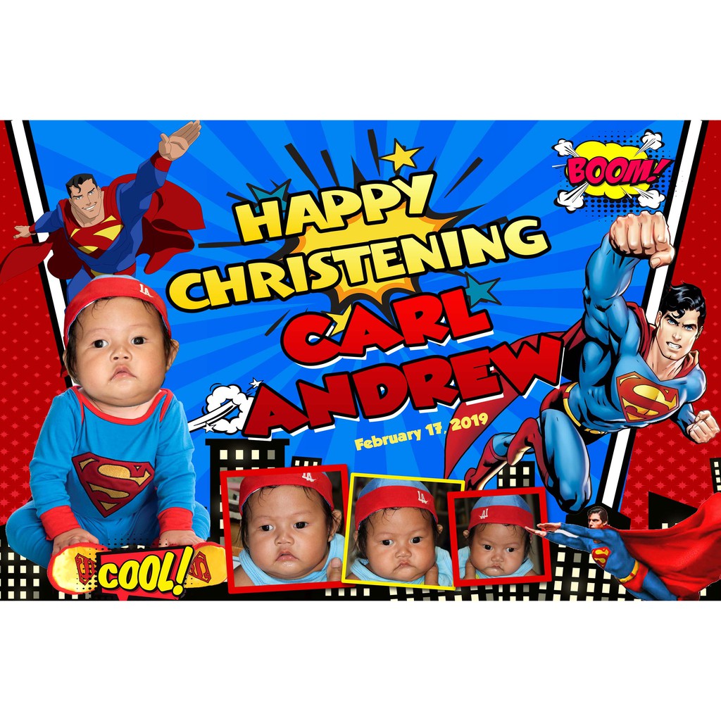 superman baby christening tarpaulin design