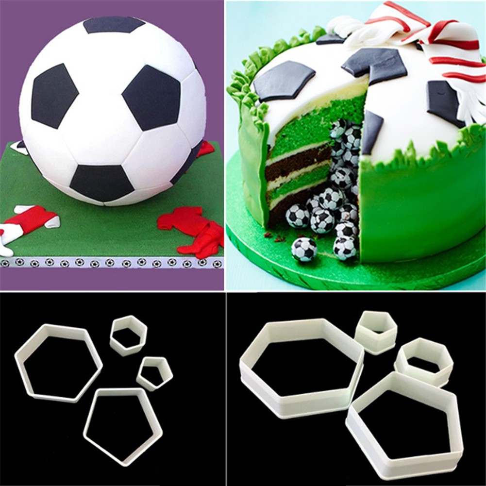 Kaitlyn 4pcs Football Soccer Fondant Cutter Cookies Mold Cake