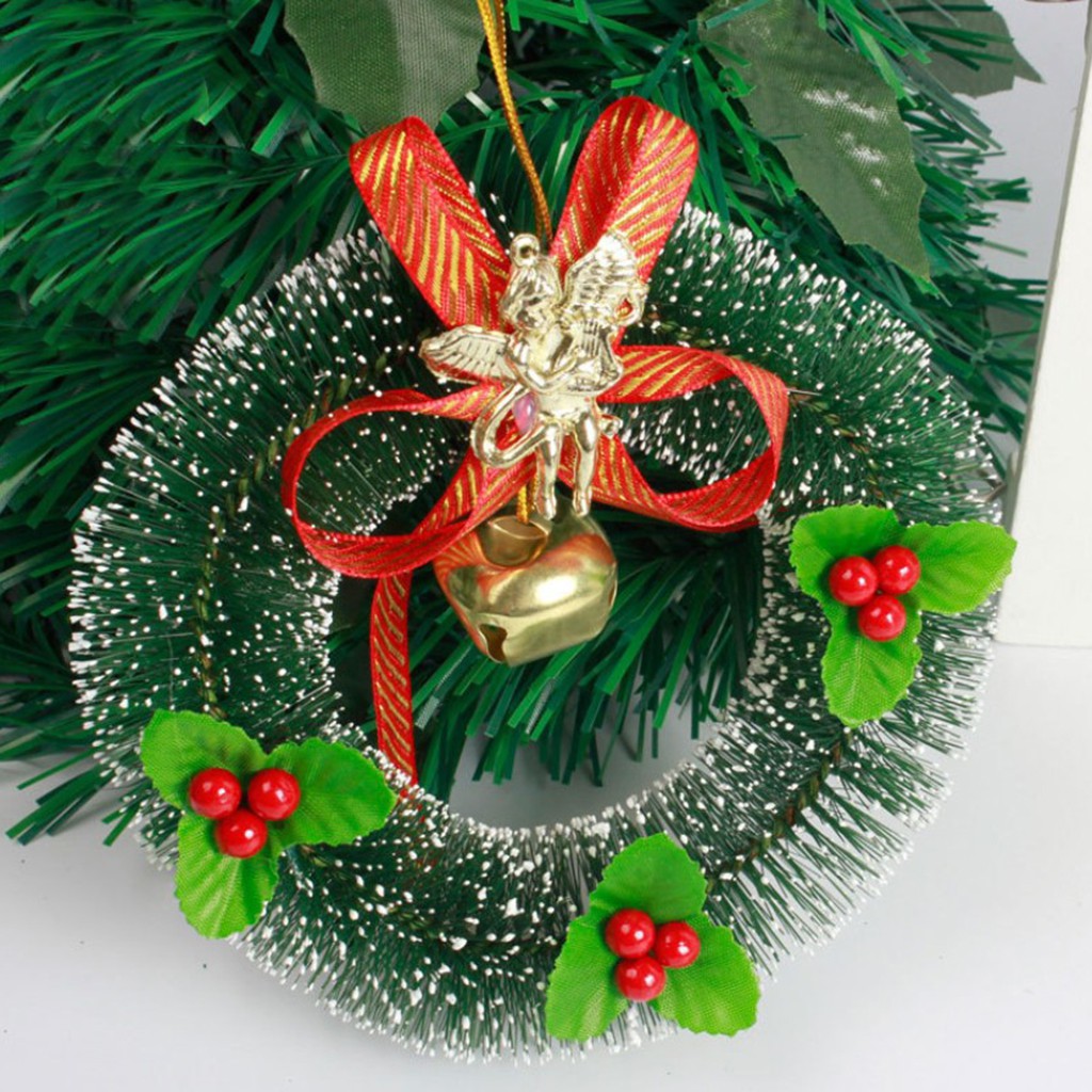 Doll House Miniature Christmas Door Wreath Garland Bell Ornament Home Decor Gift
