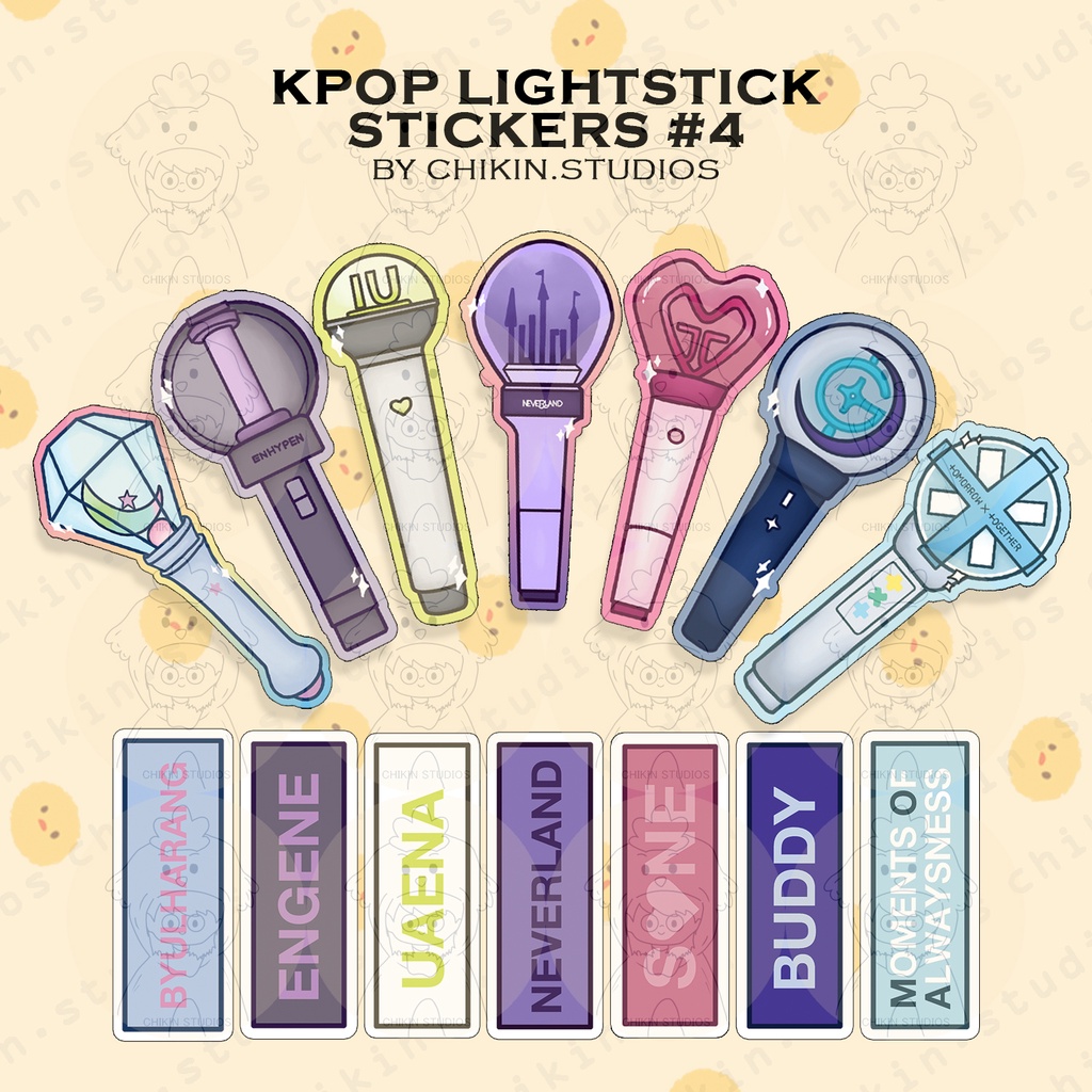 Kpop Lightstick Stickers 4 L Enhypen Iu G Idle Girls Generation Gfriend Txt By Chikin Studios Shopee Philippines