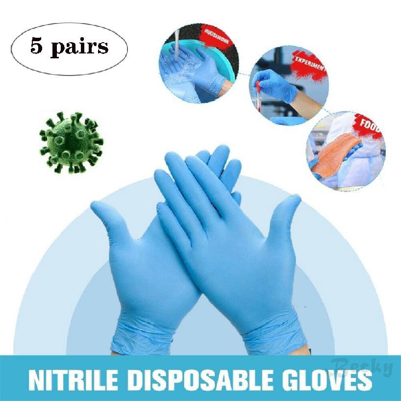 5 Pair Nitrile Disposable Gloves Food Grade For Clean Repair Medical