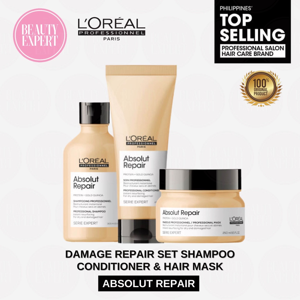 LOreal Serie Expert Absolut Repair Gold Shampoo Conditioner and Hair