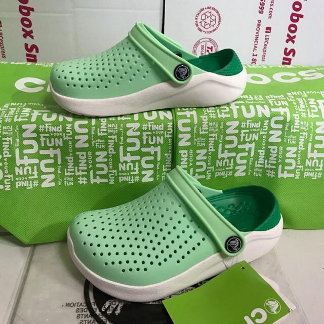 bright green crocs