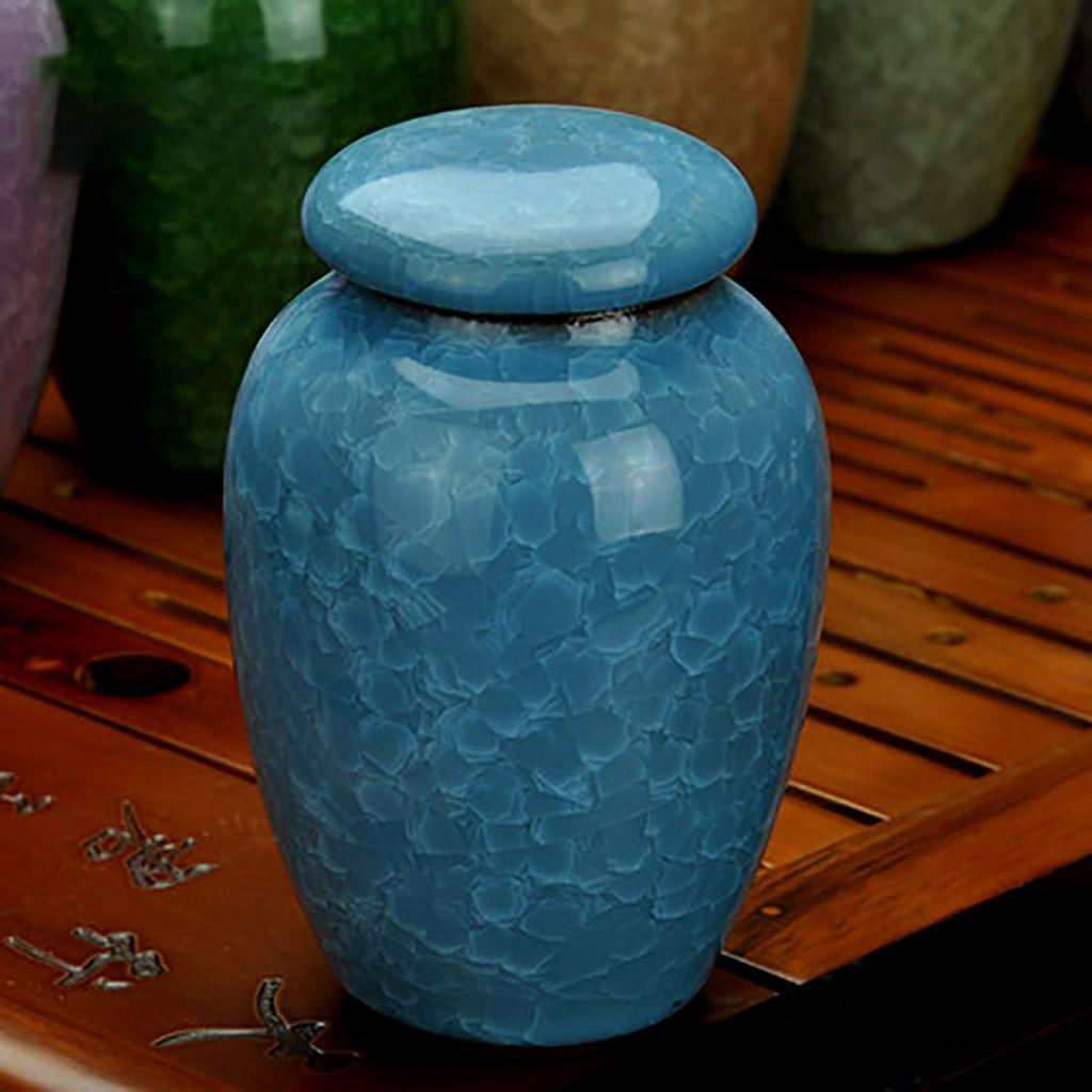 Pet Keepsake Ice Cracked Glaze Ashes Holder Porcelain Divination Urn Storage 