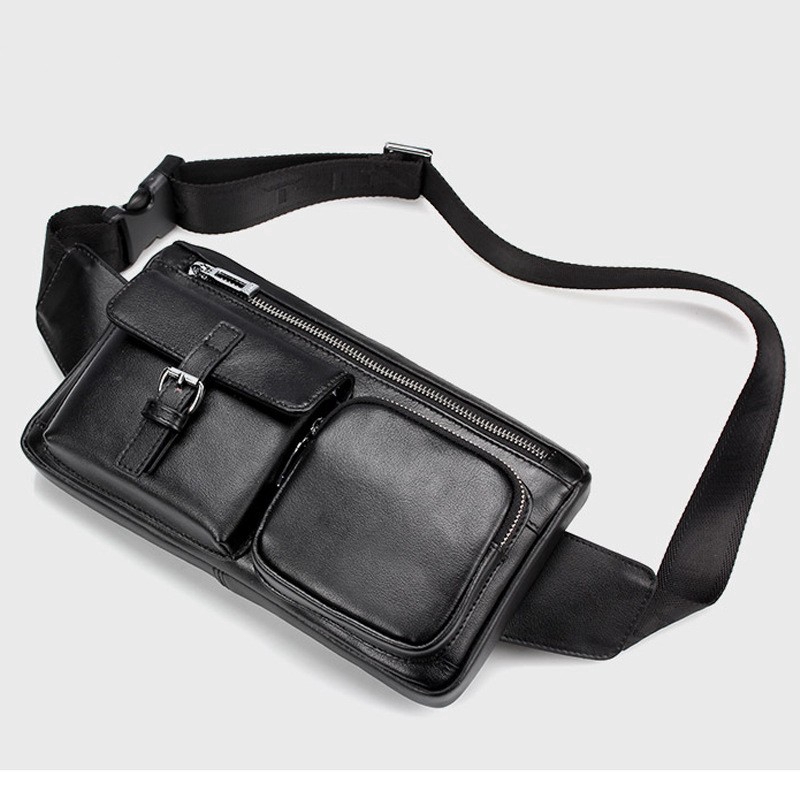 black fanny pack leather