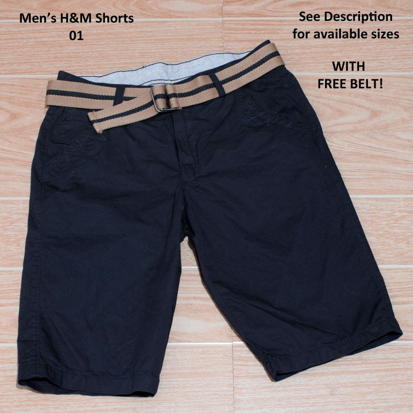 h&m mens black shorts