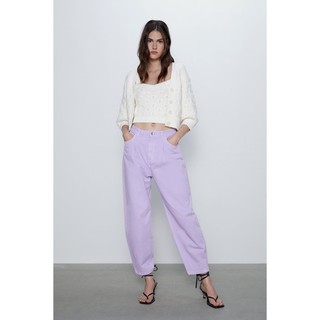 purple trousers zara