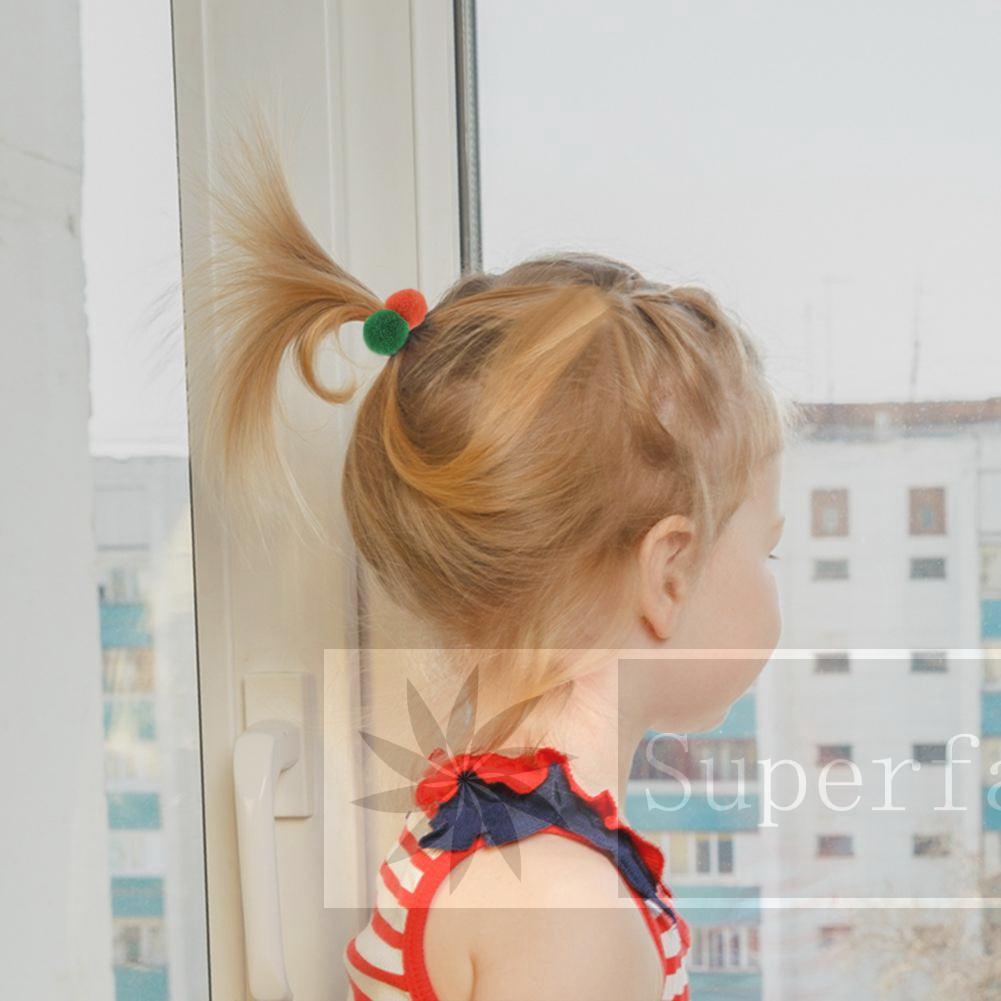 Kids Girls Double Pom Pom Balls Shape Pony Tail Ties Ropes