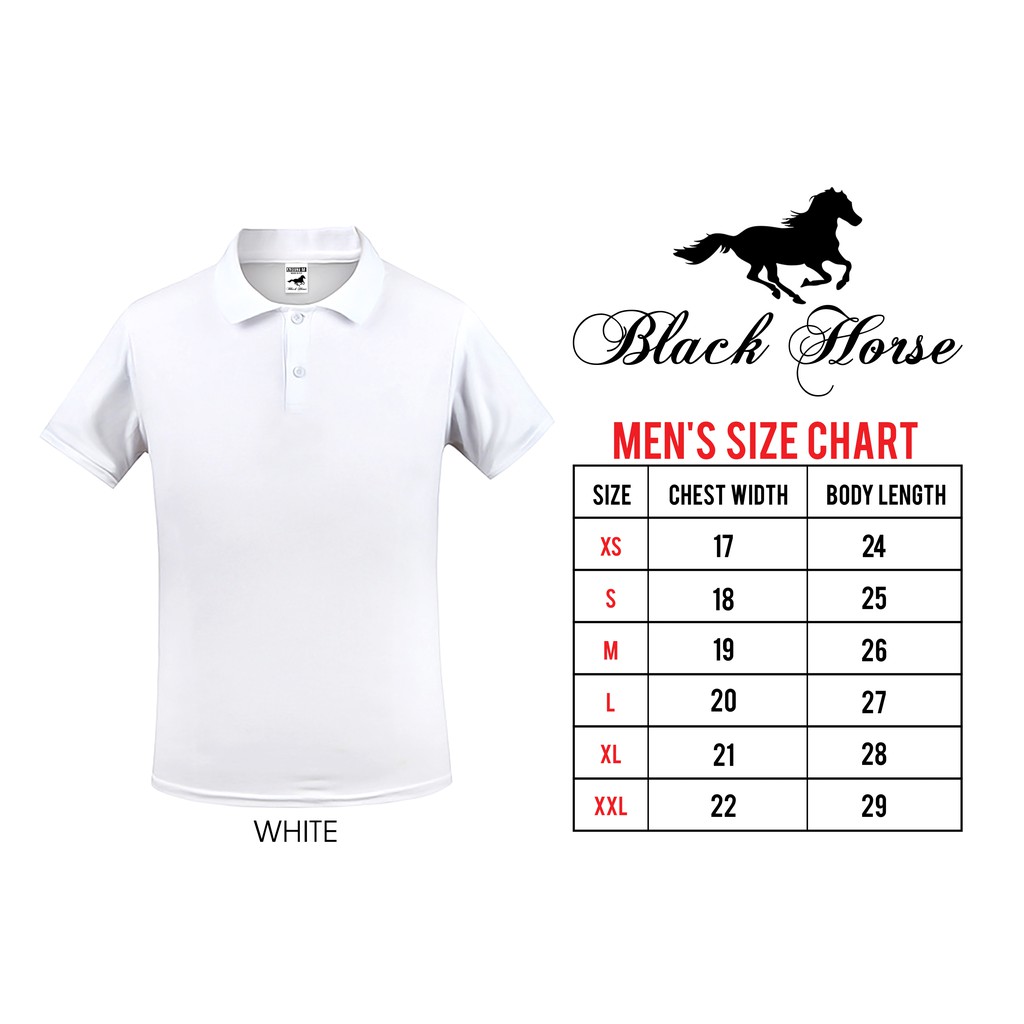 black polo shirt white horse