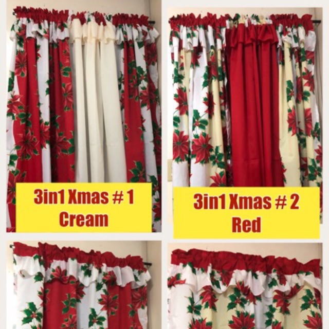 Christmas curtain Geena silk home decor | Shopee Philippines