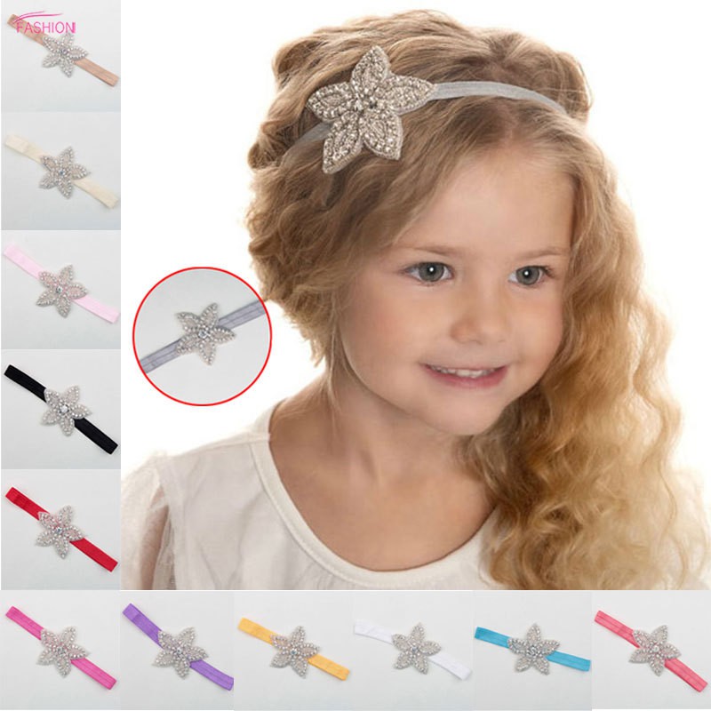 Children Baby Girls Rhinestone Flower Star Headband Hair Bands