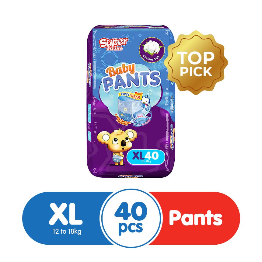 Super Twins Baby Diaper PANTS XL 40's Shopee Philippines