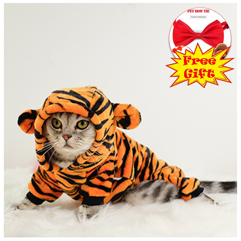 Dog Clothe Dog and Cat Costume, Velvet Type Keep Warm Tiger Figure for Winter XS-XXL