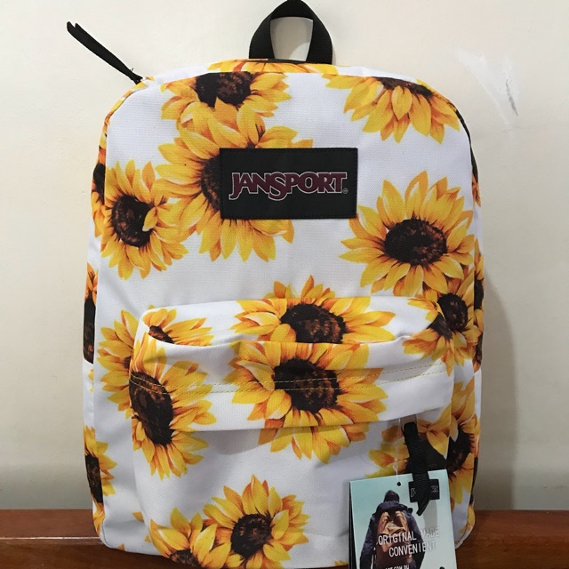 jansport black label superbreak sunflower backpack