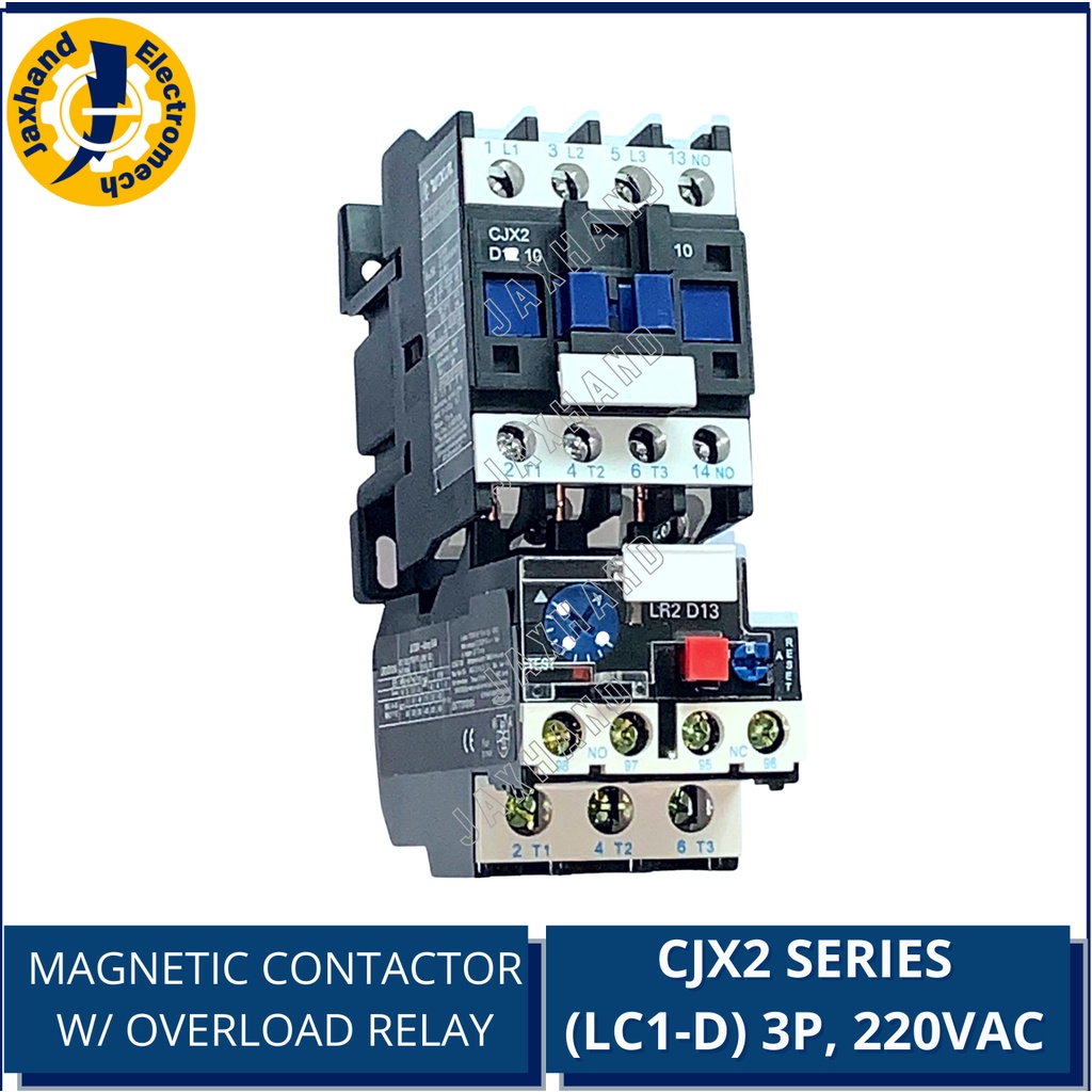 Contactor 220VAC, CJX2/LC1D Series with Overload Relay