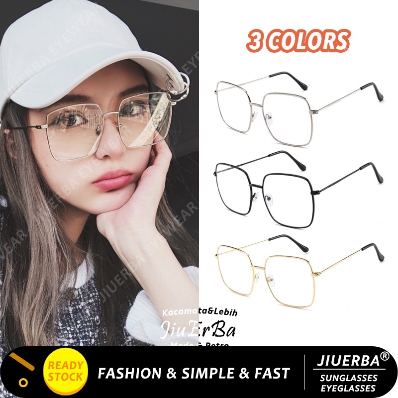 【lens Replaceable】korean Design Metal Frame Eyeglasses Women Men Oversized Square Eyeglasses