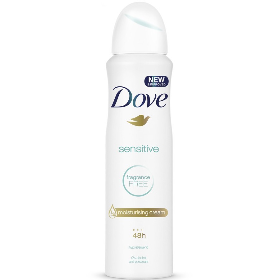 Dove Deodorant Spray Sensitive Hypoallergenic Fragrance Free 150ml