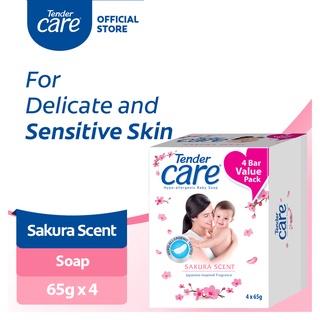 Tender Care Sakura Scent Hypo-Allergenic Baby Soap 65g 4-Bar Value Pack