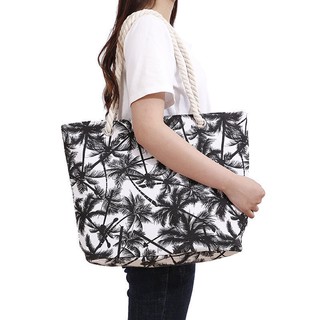 Canvas Tote Shoulder Bag (Big Size 13*17.5*5 inches) Double-sided Printed Thick Rope Sling Beach Bag