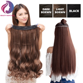 Hair Extension Straight Long Clip in Hair Extensions Black Brown High Tempreture Synthetic Hair Piec