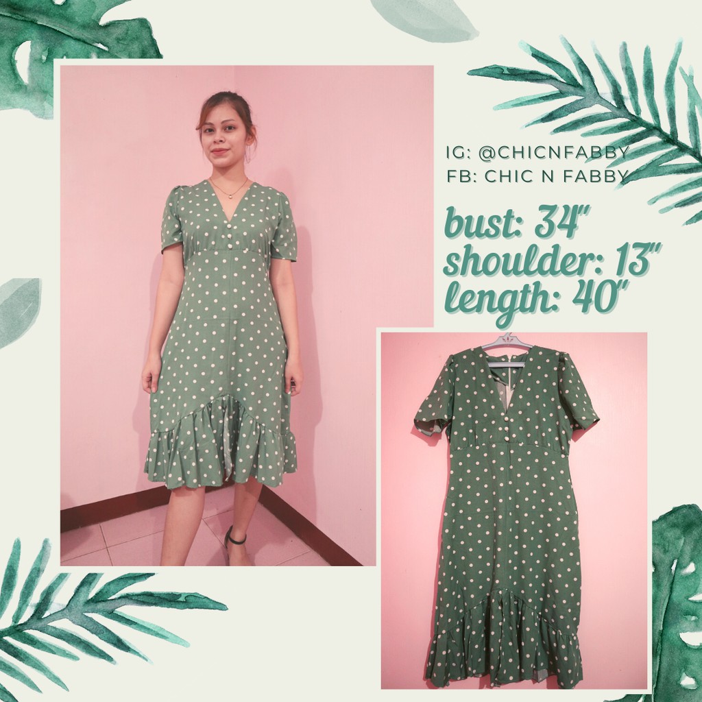 long green polka dot dress