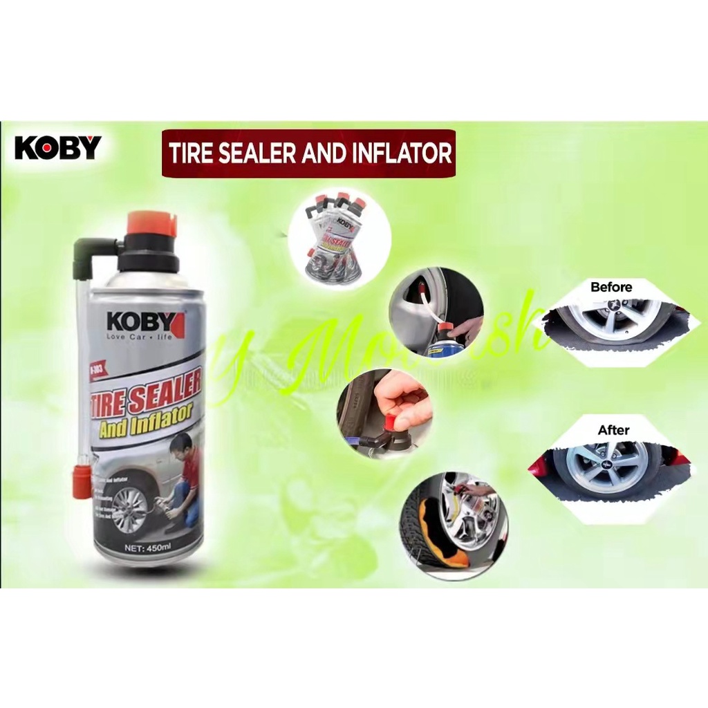 KOBY tire sealer and inflator 450ml | Shopee Philippines