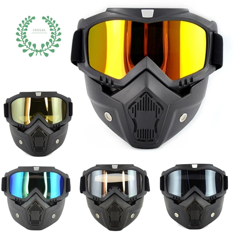 Motorcycle Goggle Mask Detachable Harley Style Motorcycle Mask with Goggles Shopee Philippines