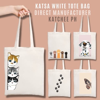 Illustration PAW Pets Dog Cat Tote Bag Katsa Canvas High Quality / Korean Shoulder Eco Bag / Trendy