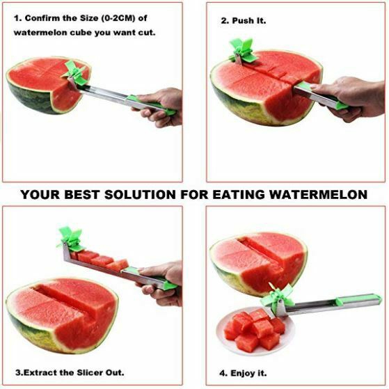 Watermelon Cutter Slicer  Tongs Windmill Stainless Steel Fruit Tool