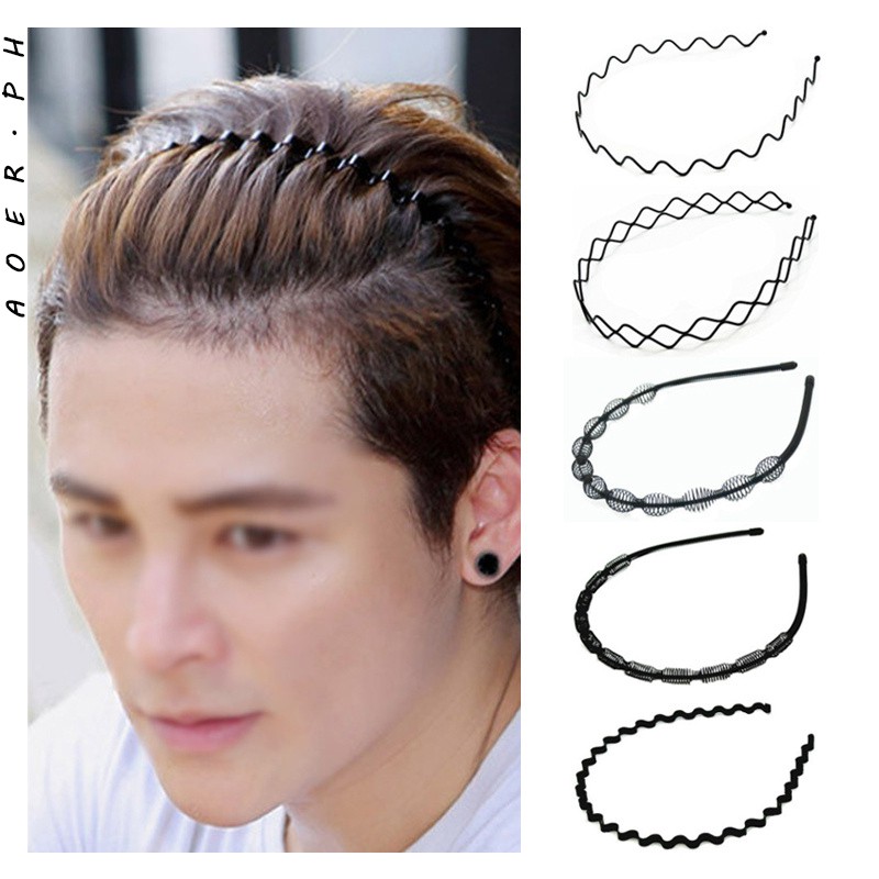 AOER] Black Metal Hairband Headband Men Women Plastic Sports Fitness Hair  Band Hoop Headband | Shopee Philippines