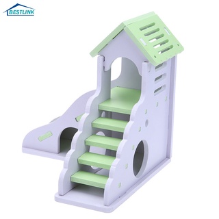 BL Mini Wooden Slide DIY Assemble Hamster House Hamster Hideout Exercise Toy with Ladder Slide #7