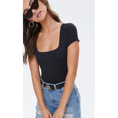 Zara Square Neck Crop Top | Shopee 