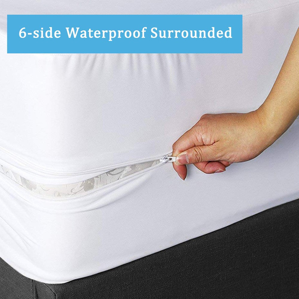 6Sides Waterproof Mattress Cover Zippered Bedbug Proof Mattress