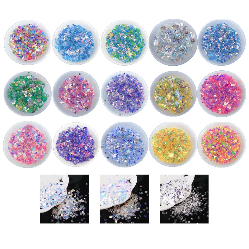 INF Mixed PVC Glitter Epoxy Resin Mold DIY Filling Nail Art Decoration Shell Peach Heart Star Golden Crystal Sequins