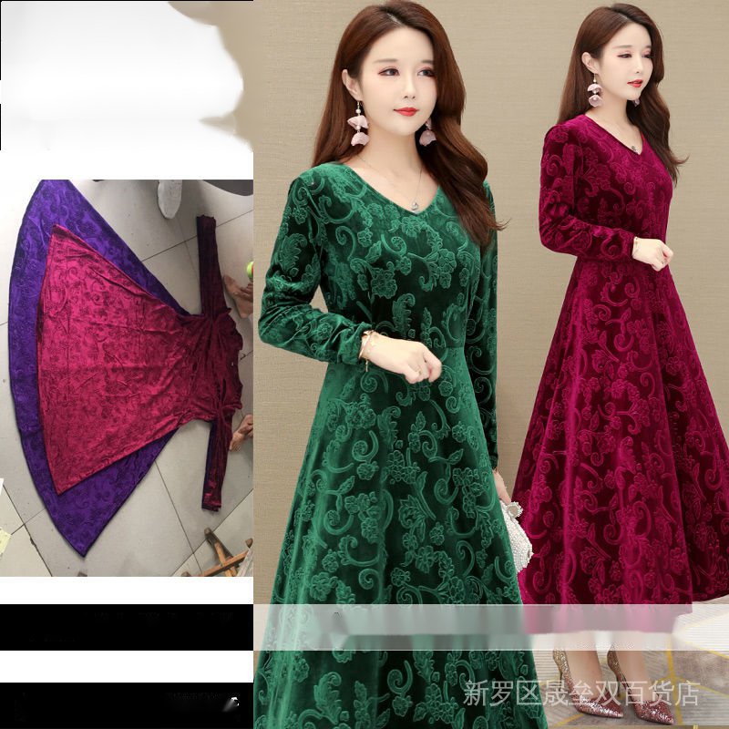 Plus Size 100Kg Velvet Dress For Mother Fat Carries The Knee Shopee