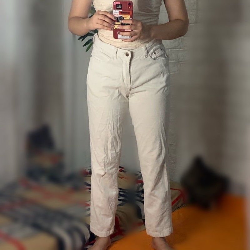 WHITE CORDUROY PANTS | Shopee Philippines