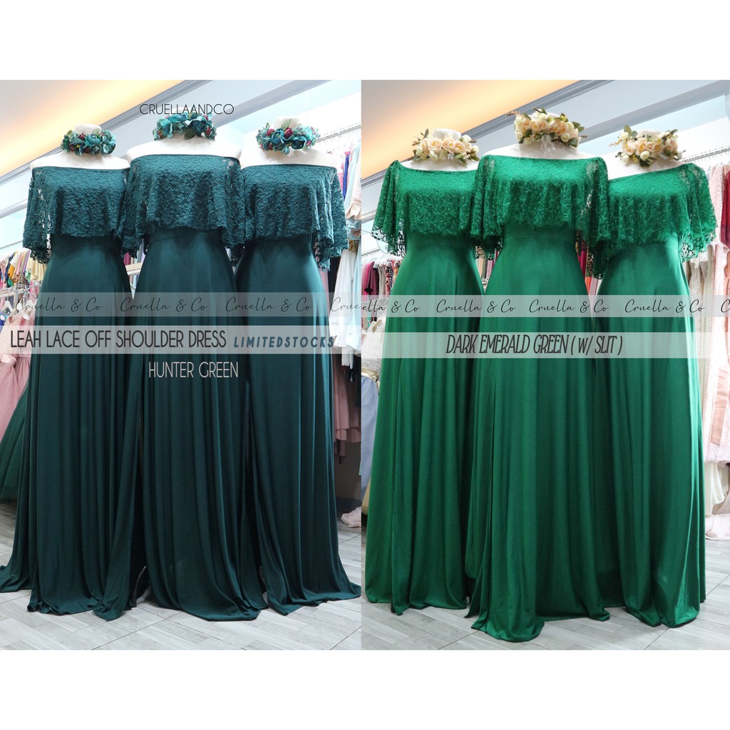 hunter green lace maxi dress