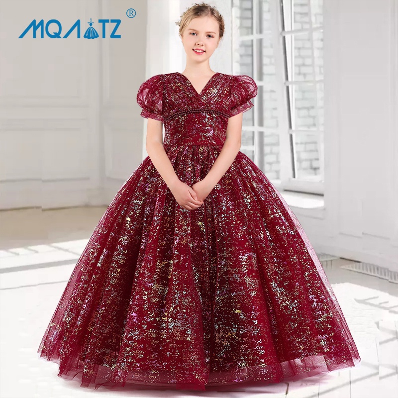 MQATZ Pageant Kids Evening Dress For Girls Children Costume Puff Sleeve  White Princess Dresses Girl Party Porn Dress Wedding Gown 4-14 Years |  Shopee Philippines