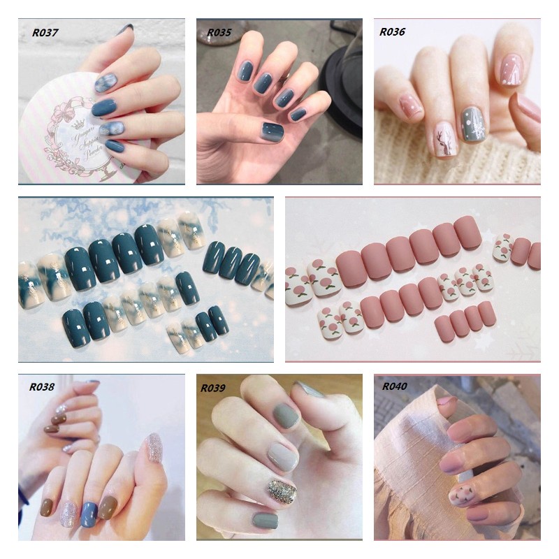 【COD】24 Pieces Fake Nails and Glue Gift Nail Pieces Long Nails Short ...