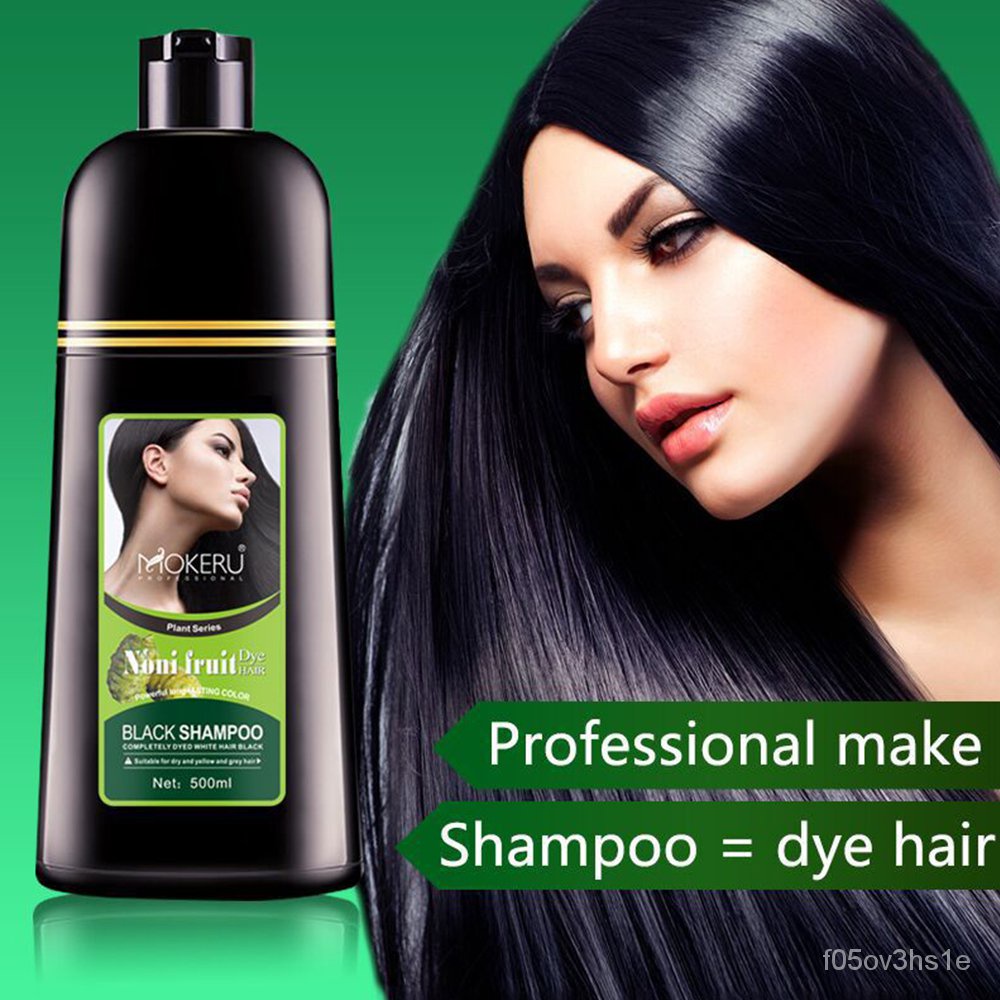 Mokeru 500ml Natural Organic Noni Fruit Hair Dye Shampoo Black Dry Hair