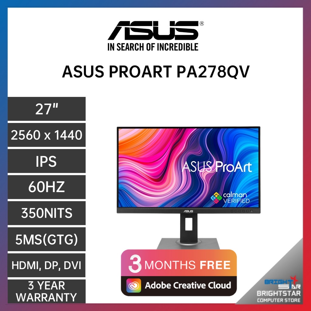 ASUS ProArt Display PA278QV Professional Monitor ( 27 Inch / 2560 X ...