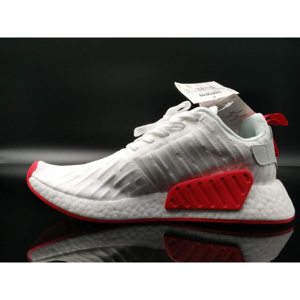 nmd r2 white red