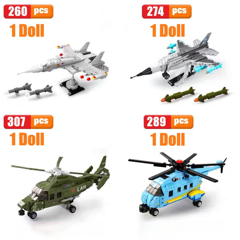 Mini Aircraft Building Block Su27 F16 Fighter LAH H92 Helicopter