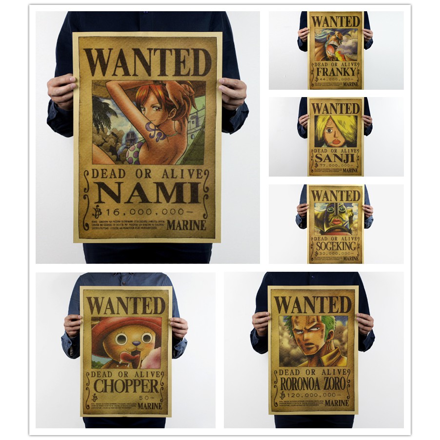 One Piece Cartoon Wanted Posters 6 Style Large Size Shopee Philippines